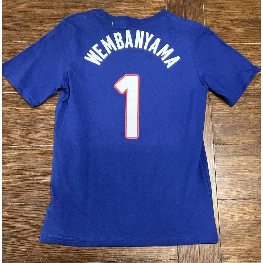 Victor Wembanyama Youth Size M Jordan France Nike Blue Short Sleeve T Shirt NWT